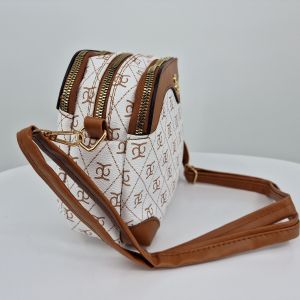 Дамска кожена чанта с текстил